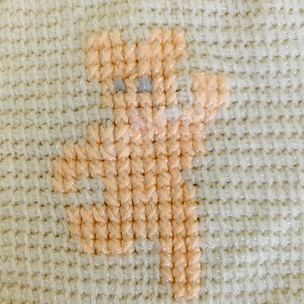 Handmade Crochet Baby‎ Blanket Cream Colorful Pastel Animals Shower Gift Nursery
